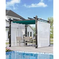10x10 ft Outdoor Retractable Pergola with Canopy and Side Mesh Screen