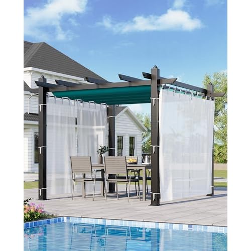 Garvee 10x10 ft Outdoor Retractable Pergola with Canopy and Side Mesh Screen, Upgraded Gray Post Aluminum Pergola, Modern Pavilion for Backyard, Patio