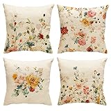 GDHBLING Floral Throw Pillow Covers 20x20 Inch Set of 4 Spring Decorative Pillow Covers Outdoor Couc