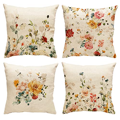 Gdhbling Floral Throw Pillow Covers 20X20 Inch Set Of 4 Spring Decorative Pillow Covers Outdoor Couch Pillow Covers #TOP3