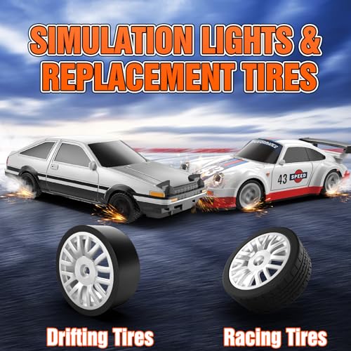 Image of RC Drift car, 1 /43 Mini Rc Drift car with Gyroscope, 2.4GHz Full Proportional Remote control Cars, 4WD High Speed Racing with Lights, Racing Tires, Model Cars Gift for Adults, Kids, Boys, Girls