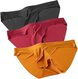 Cerahome Men's Pouch Trunks Ice Silk Enhance Underwear Briefs Low-Rise Ultra-Thin Bulge Pouch Sport Underpants