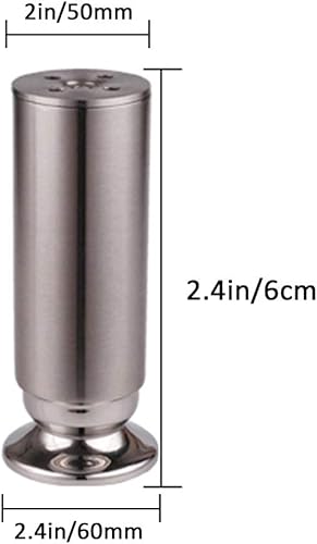 Miniatura 2 de 4 patas de metal ajustables para muebles, patas de sofá de acero inoxidable, armarios de repuesto para bricolaje, almohadilla inferior de goma, tubo