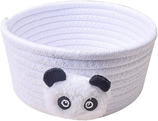 Hrlace Cesta de almacenamiento tejida de cuerda de algodón, pequeña y bonita caja de almacenamiento, cesta de almacenamiento, cesta decorativa para juguetes, regalos, aperitivos, color blanco, tamaño