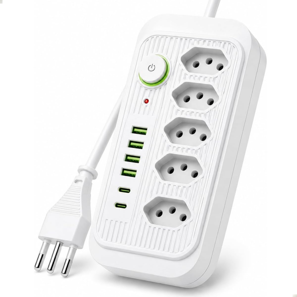 Extensão Elétrica de Tomada com 5 Tomadas + 4 USB e 2 USB-C Régua Filtro de Linha Bivolt