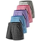 5 Pack: Womens Workout Gym Shorts Casual Lounge Set, Ladies Active Athletic Apparel with Zipper Pockets