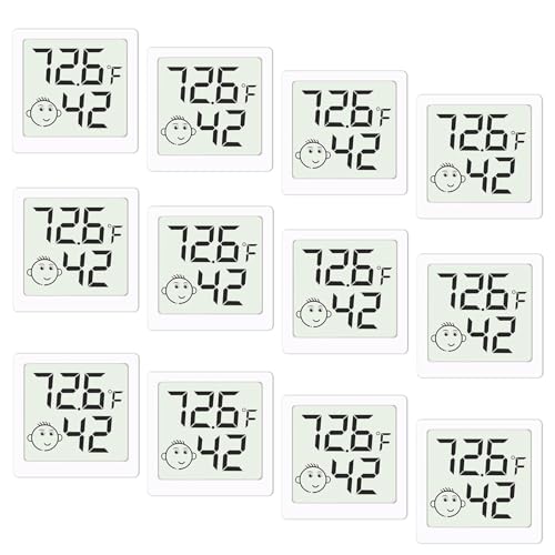 Mini Humidity Meter Hygrometer 12 Pack Room Thermometer Indoor Digital Temperature and Humidity Monitor for Home House Office Garden and Cellar