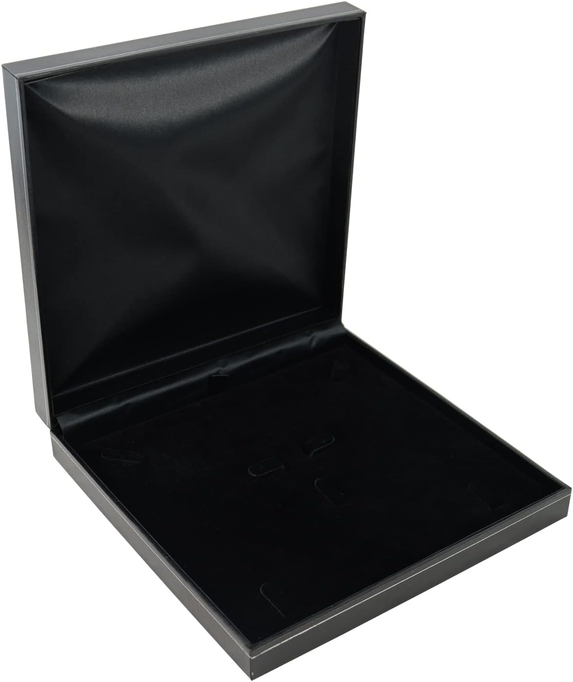 Stunning Jet Black Leatherette Large Necklace/Sets Box Pearl Box