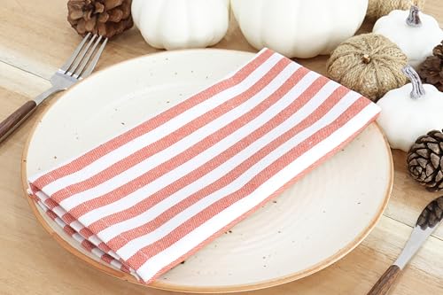 PurpleEssences Stripe Cloth Napkins 18x18 Inch - Orange & White by PurpleEssences - Used condition - Image 2