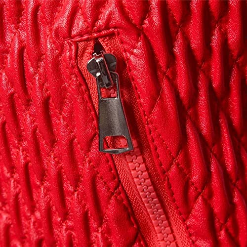 Geltdn Leather Jacket Men Slim Coat Spring Autumn Jackets Solid Color Casual Leather Coat (Color : Red, Size : Small Code) #TOP4