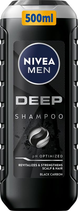 NIVEA MEN DEEP Cleansing Hair Shampoo for Men with Black Carbon, 500 ml