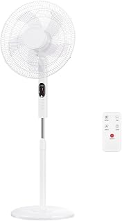 Simple Deluxe 16 inch Pedestal Fan, Quiet Oscillating Standing Fan with Adjustable Height & Tilt, 15H Timer, 3 Speeds & 3 Wind Modes, Floor Fan for Bedroom, Office, Living Room and Home Use, White