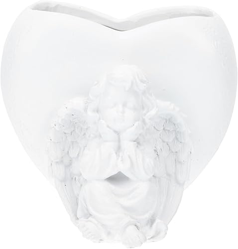 Yardwe 1 maceta de resina con estatua de ángel, decoración de macetas de ángel para plantas