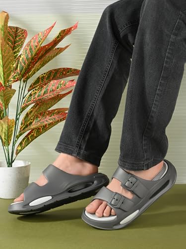 Image of DOCTOR HEALTH SUPER SOFT Men EVA Double Strap Sandals | Adjustable Buckle Comfort Slides | Lightweight Anti-Slip Casual Slippers for Indoor Outdoor Everyday Wear