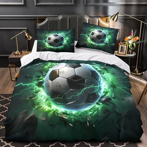 Housse de couette foot 200x200 parure de lit microfibre 3D pour fille et ado