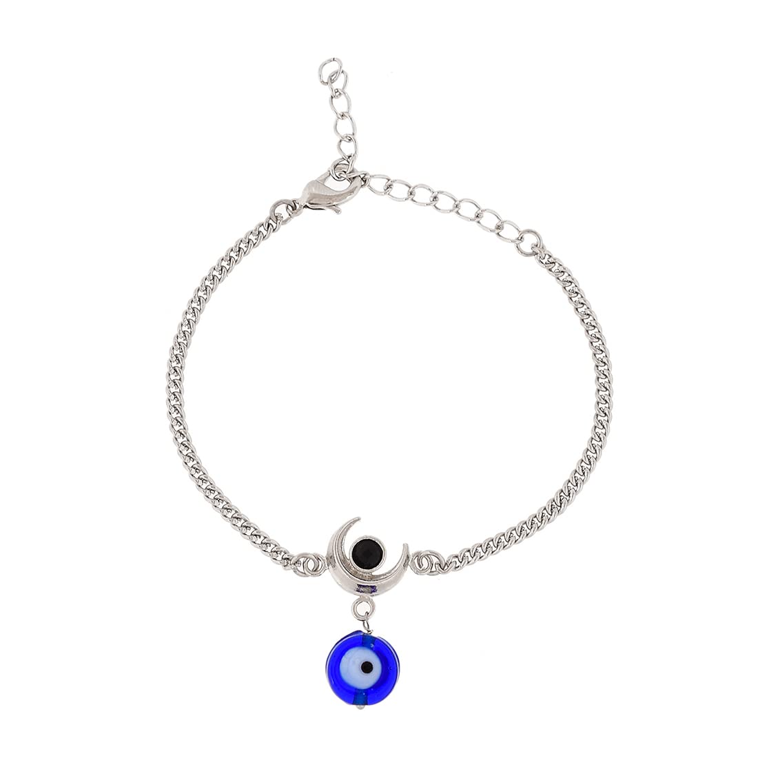 Evil Eye Hanging Bead Bracelet Shiva Moon Oxidized