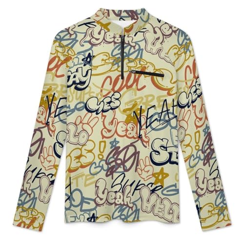 Comics Lettering in Pop Art Style Men's Sun Protection Shirts UV SPF UPF 50+ Long Sleeve Rash Guard Lightweight3