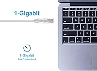 Vista 5 de Monoprice Cable de conexión Ethernet Cat6 de 7 pies, nivel de componente, blanco, UTP 28AWG 550 MHz, cable de cobre puro desnudo, sin enganches