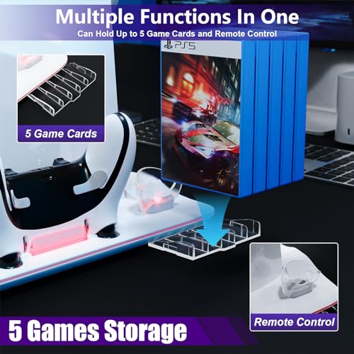 Aptgame 3713 Cooling Stand For Ps5 Slim Console, Dual Controller Charger, Ps5 Slim Accessory With 7 Rgb Lights, 3-Stage Cooling Fan, Headphone Stand thumb #3