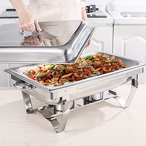 AIZYR 11L Edelstahl Chafing Dish, Chafer- und Buffetwärmer-Sets mit Wasserpfanne, Lebensmittelpfanne, Halter und Deckel… – Bild 3
