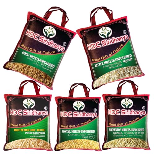 HDC Siridhanya Unpolished Five Positive Millets Combo Pack 5, 10.14 Lb