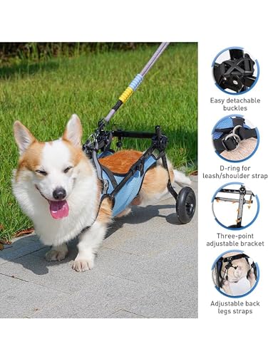 Silla de ruedas para perros pequeños, ayuda de movilidad portátil con patas traseras ajustables 5
