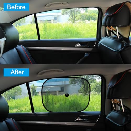 Image of Car Universal Side Window Black Sunshade Compatible for Honda Amaze, Heat /UV Rays Protection Curtain Universal Set of 4pcs