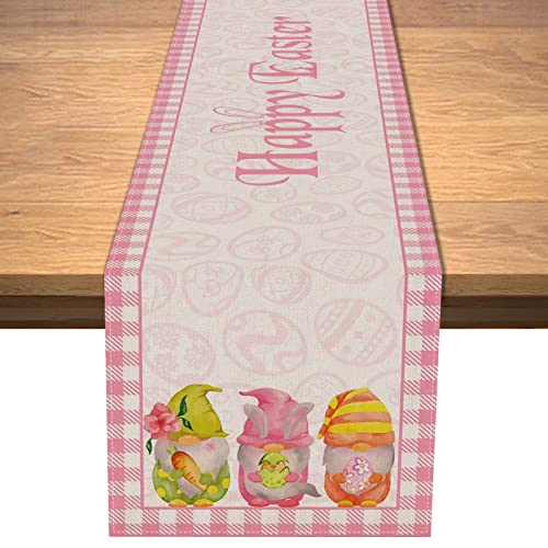 Ostern Wichtel Tischläufer Ostern Tischdekoration Ostern Rosa Büffel Plaid Tischabdeckung Happy Bunny Tail Ostereier Kaninchen Tischdecke Frühling Zuhause Esszimmer Party Urlaub Küche Home Dekoration Cover