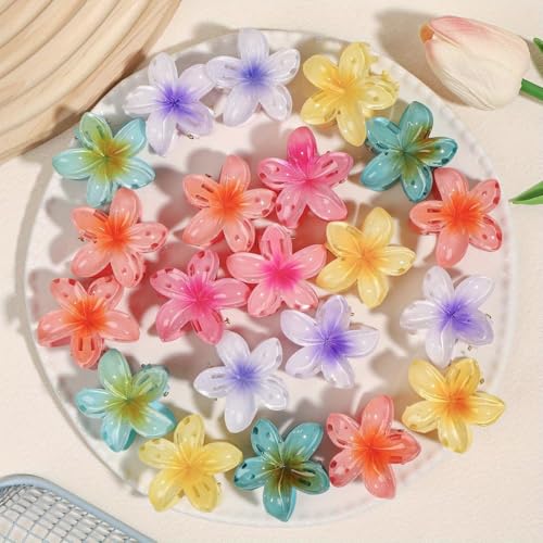 Image of Cerrito 4 Pcs Colorful Flower Hair Claw Clips for Women & Girls, Gradient Lily Design, Strong Hold, Lightweight, Cute & Stylish Hair Accessories for Daily Use, Travel, Gifting, Multicolor