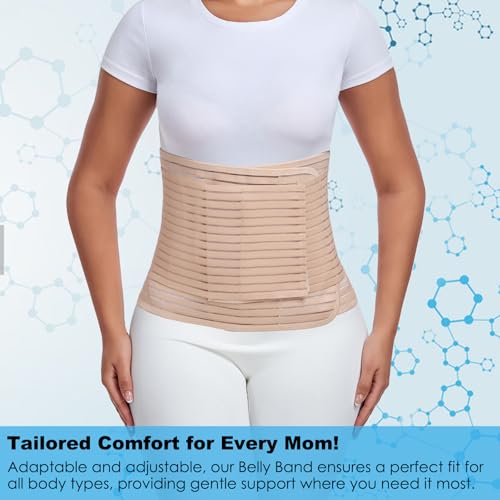 Postpartum & Post Surgery Abdominal Binder. Postpartum Belly Band Support Recovery after C-Section, Natural Birth, Hysterectomy, Hernia Belt (Beige,M)2