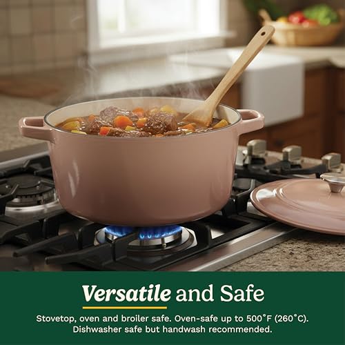 Image of Cuisinart Enameled Cast Iron Dutch Oven, 5-Quart Casserole Pot with Lid, Comfortable Handles, Stovetop, Oven and Broiler Safe, Mocha (CI650-25GMC)