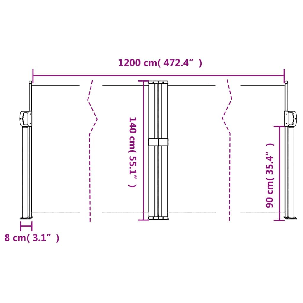 vidaXL Toldo Lateral retráctil Gris Antracita 140x1200 cm