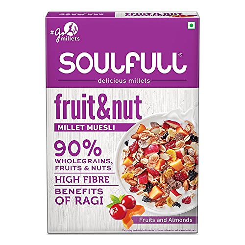 Image of Tata Soulfull Fruit & Nut Millet Muesli, Contains Wholegrains, Real Fruits & Almonds, High in Fibre, 400g