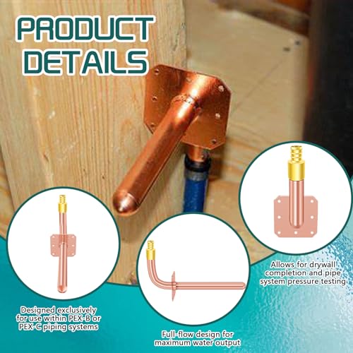 Image of Boltigen 1 /2 inch PEX Copper Stub Out Elbow 5-Pack with Wall Flange - 6 Inch, F1807 Certified with Stainless Steel Crimp Clamps for PEX-B /C Systems