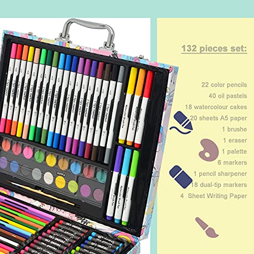 132-Piece Art Set, Deluxe Professional Color Set, Creating Gift Box, Art Set Crafts Drawing Painting Christmas Kit for Kids and Adult, Girls Boys - Image 4