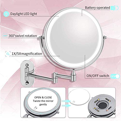 Espejo de Maquillaje Led 8 Pulgadas Montaje Pared miniatura 4