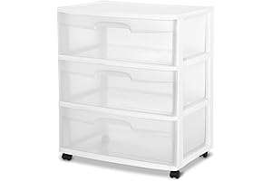 Sterilite Wide 3 Drawer Storage Cart, 4-Pack