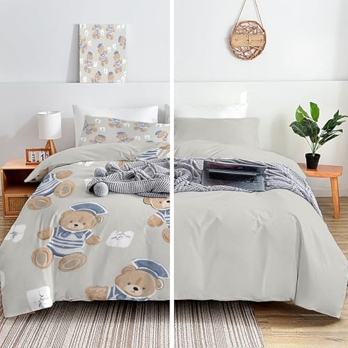 Parure de lit ours marin 220x240 gris en microfibres