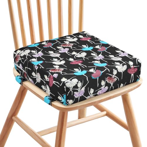 Zicac High Chair Portable Increasing Seat Cushion for Travel Dining Seat Pad for Toddler Kids Baby Infant Washable Thick Chair Seat Pads (Black)