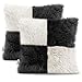 AmeliaHome Zestaw 2 poszewek na poduszki sztuczne futerko Deko 45 x 45 cm Nancy Hair biały czarny