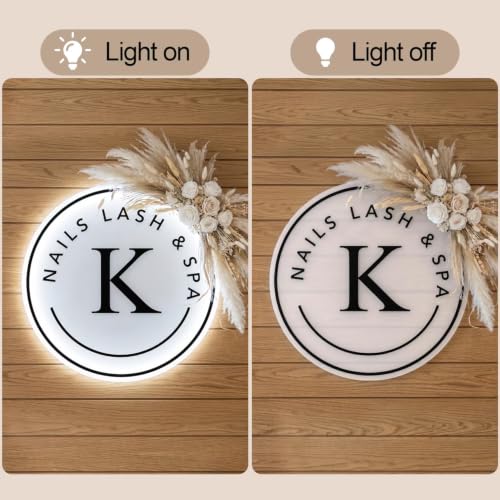 Image of LCSIGN Backlit Custom Logo Led Sign, Office Beauty Salon Wall Decor | Custom Logo, 3D halo-lit Design, Metal & Acrylic, Business Signage, Wall Mounted