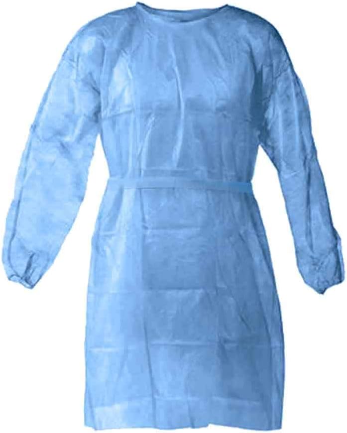 Protective Gowns Disposable 10/25/50 PC, Isolation Gowns Disposable Elastic Wrists, Protective Suit Disposable Anti-Spitting Anti-Oil Stain Blue Gown, Size: Universal - Poilweap (25PC, Blue)