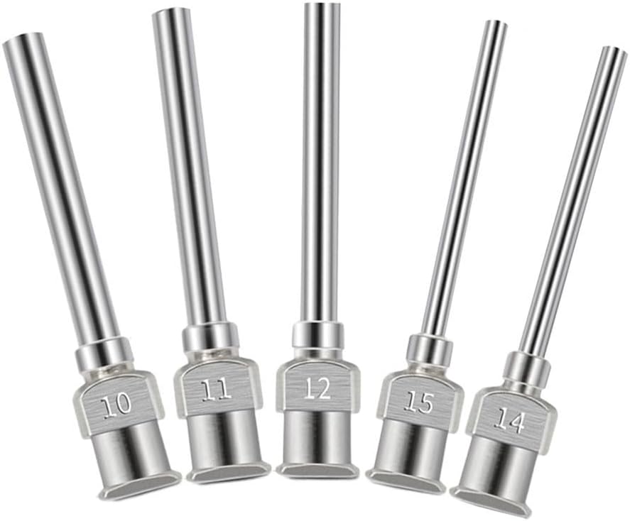 Steel Dispensing Machine Needle 25mm 1 Inch Glue 10-15G Fluid Tip Silver 5 Pack