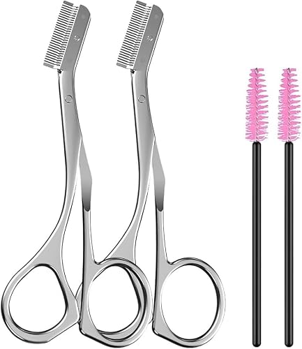 Eyebrow Scissors with Comb, 2025 Professional Eyebrow Trimmer Scissors for Women and Men, All-in-One Hair Shaper Tool (A-2pcs)