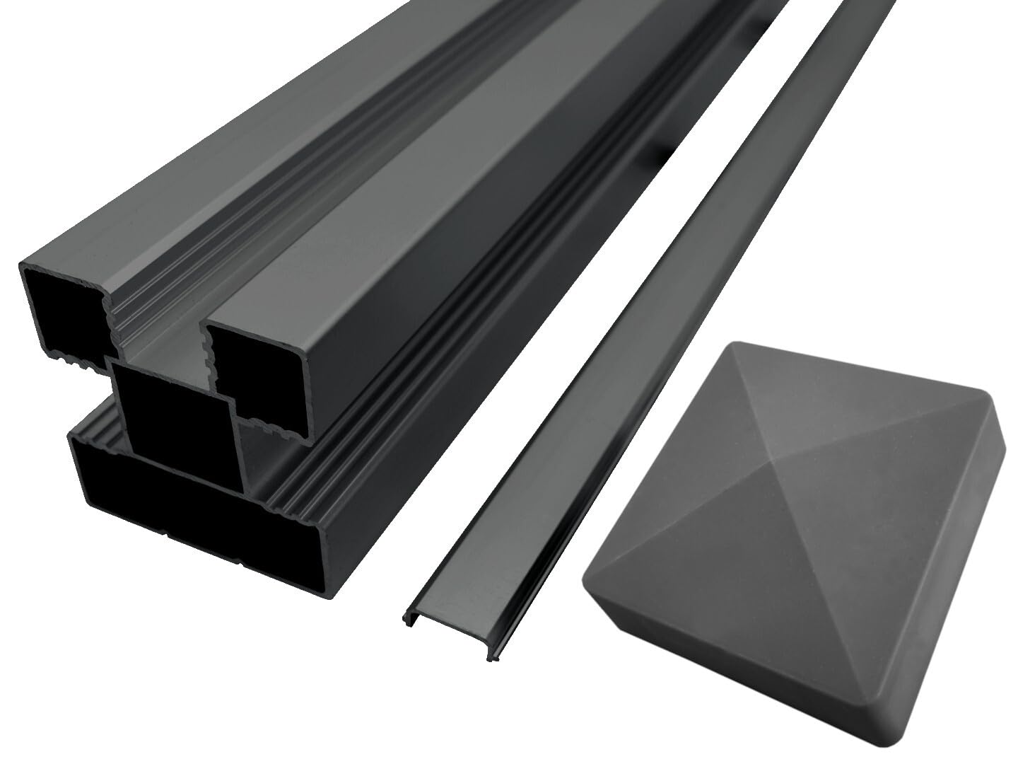 WPC Sichtschutz Verstärkter Aluminium Zaunpfosten Anthrazit 240 x 6,8 x 6,8cm