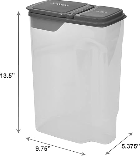 Miniatura 2 de Dispensador de cereales de plástico transparente con tapa, 32 tazas, ahorro de espacio, diseño compacto, 9.75 x 5.38 x 13.5 pulgadas para cereales,