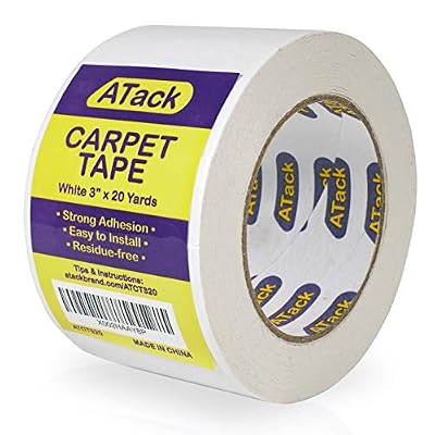 ATack Carpet Tape for Area Rugs and Carpets, Removable, 3 Inches x 20 Yards, Ideal for Stair Treads, Rugs, Carpets Over Carpets or Delicate Hardwood Floors