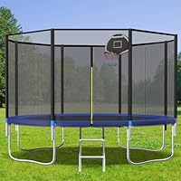 Tranpoline 10FT Tranpoline for Adults/Kids with Safety Enclosure -Recreational Tranpolines with Ladder and Basketball Hoop-Outdoor Tranpoline for Kids