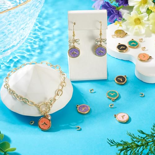 Image of Craftdady Golden Enamel Ocean Animals Pendants Stainless Steel Summer Sea Charms with Jump Ring for Jewelry Making Crafting Necklaces Bracelets Earrings Keychains