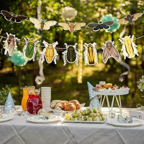 Image of 12 Pcs Bug Hanging Swirls 2 Pcs Insect Banners for Bug Party Decorations Insect Birthday Party Supplies